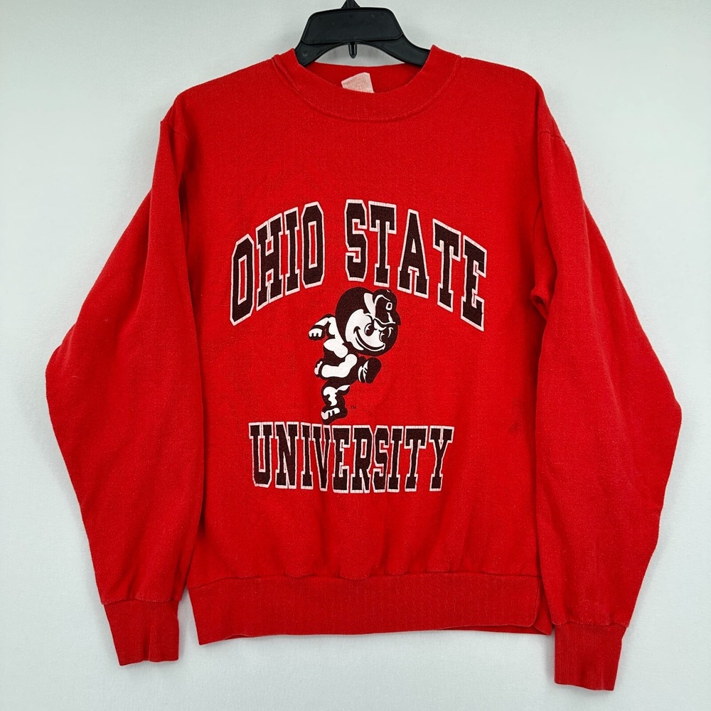 Vintage Ohio State University Sweatshirt Buckeyes Brutus Mens M Red USA Crewneck
